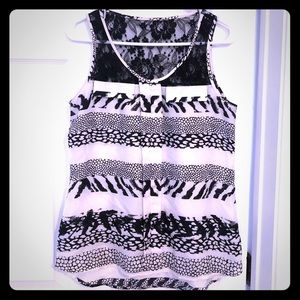 Express black and white tank top